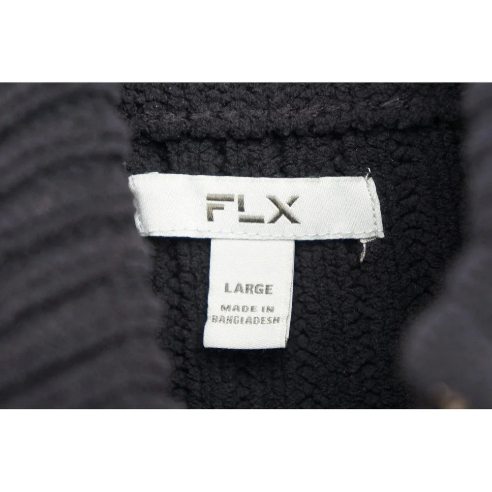 FLX Full Zip Sweater Large Gray Ribbed Mock Neck Pockets Excellent - Picture 4 of 6